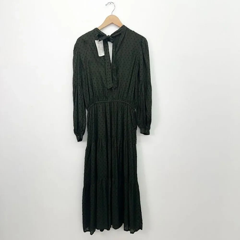 Garnet Hill Women’s Nori Pine Green Ballad Swiss-Dot Maxi Dress - Picture 3 of 13